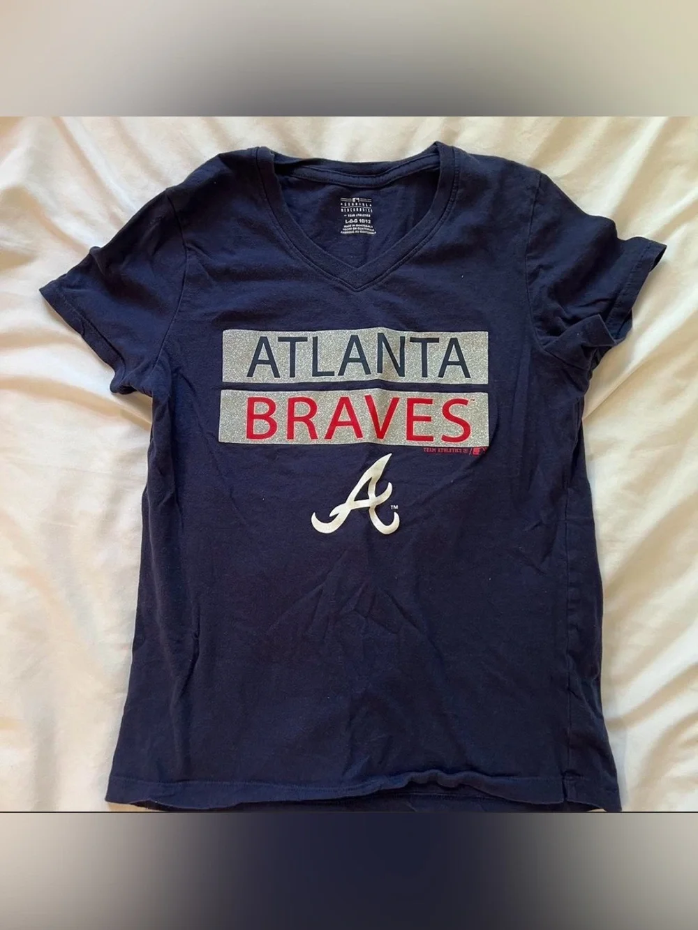 Atlanta Braves Girl’s Navy V‑Neck T‑Shirt
